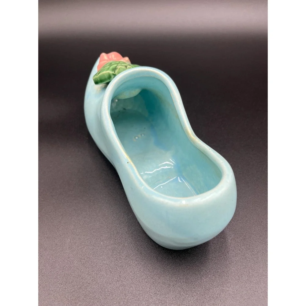 Vintage McCoy Dutch Shoe Planter: Light Blue Ceramic Wall Pocket